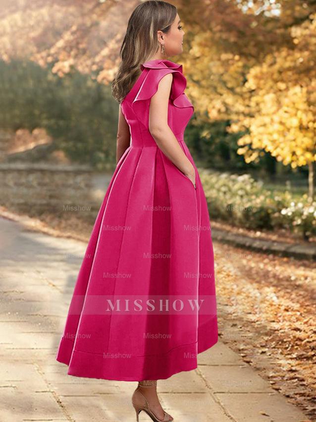 One-Shoulder Asymmetrical A-Line Princess Dress for the Mother of the Bride Sleeveless with Ruffles