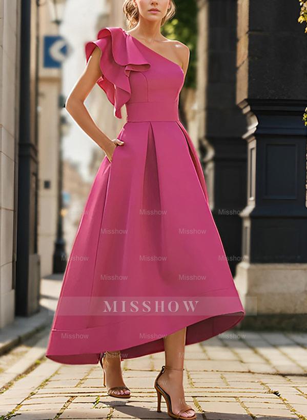 One-Shoulder Asymmetrical A-Line Princess Dress for the Mother of the Bride Sleeveless with Ruffles