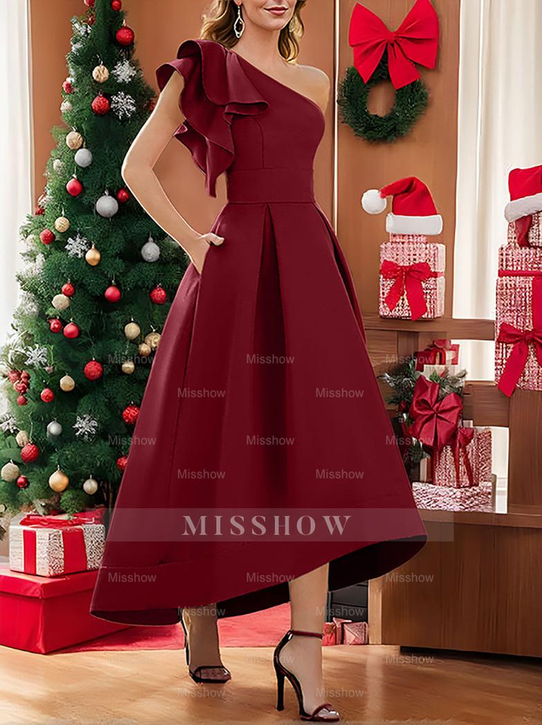 One-Shoulder Asymmetrical A-Line Princess Dress for the Mother of the Bride Sleeveless with Ruffles