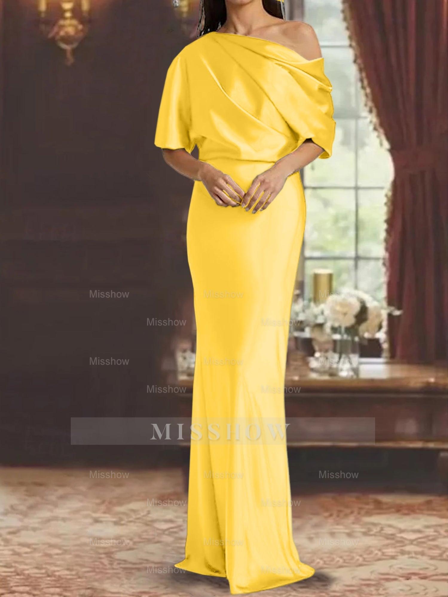 One-Shoulder Column Gown for the Mother of the Bride