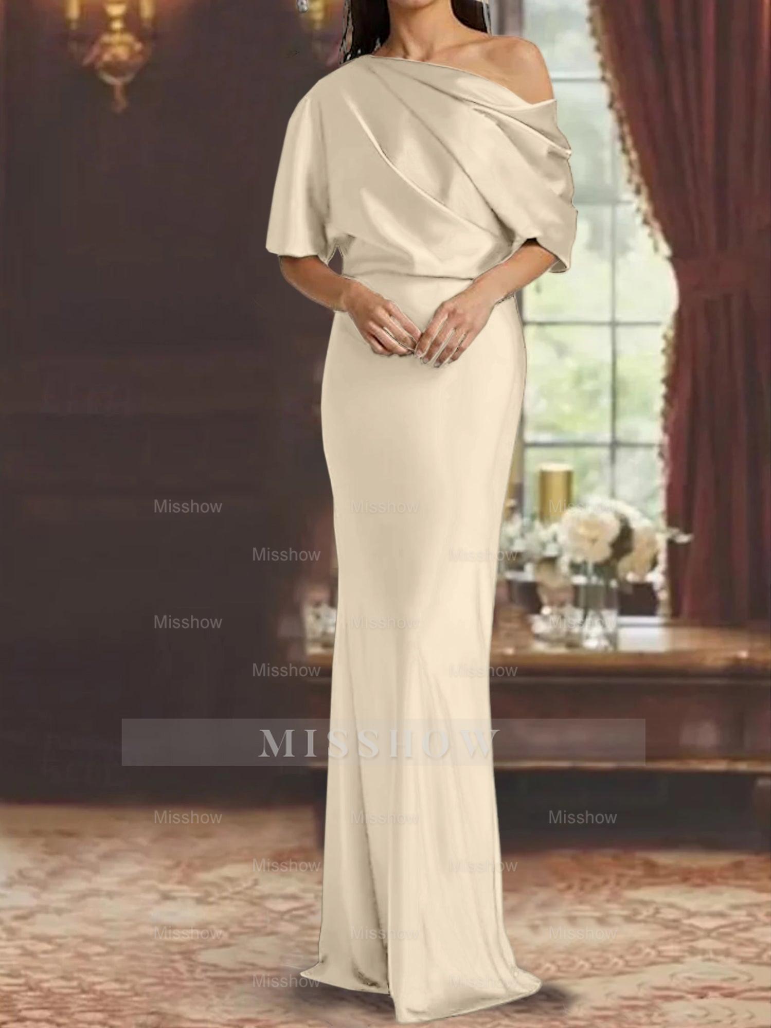One-Shoulder Column Gown for the Mother of the Bride