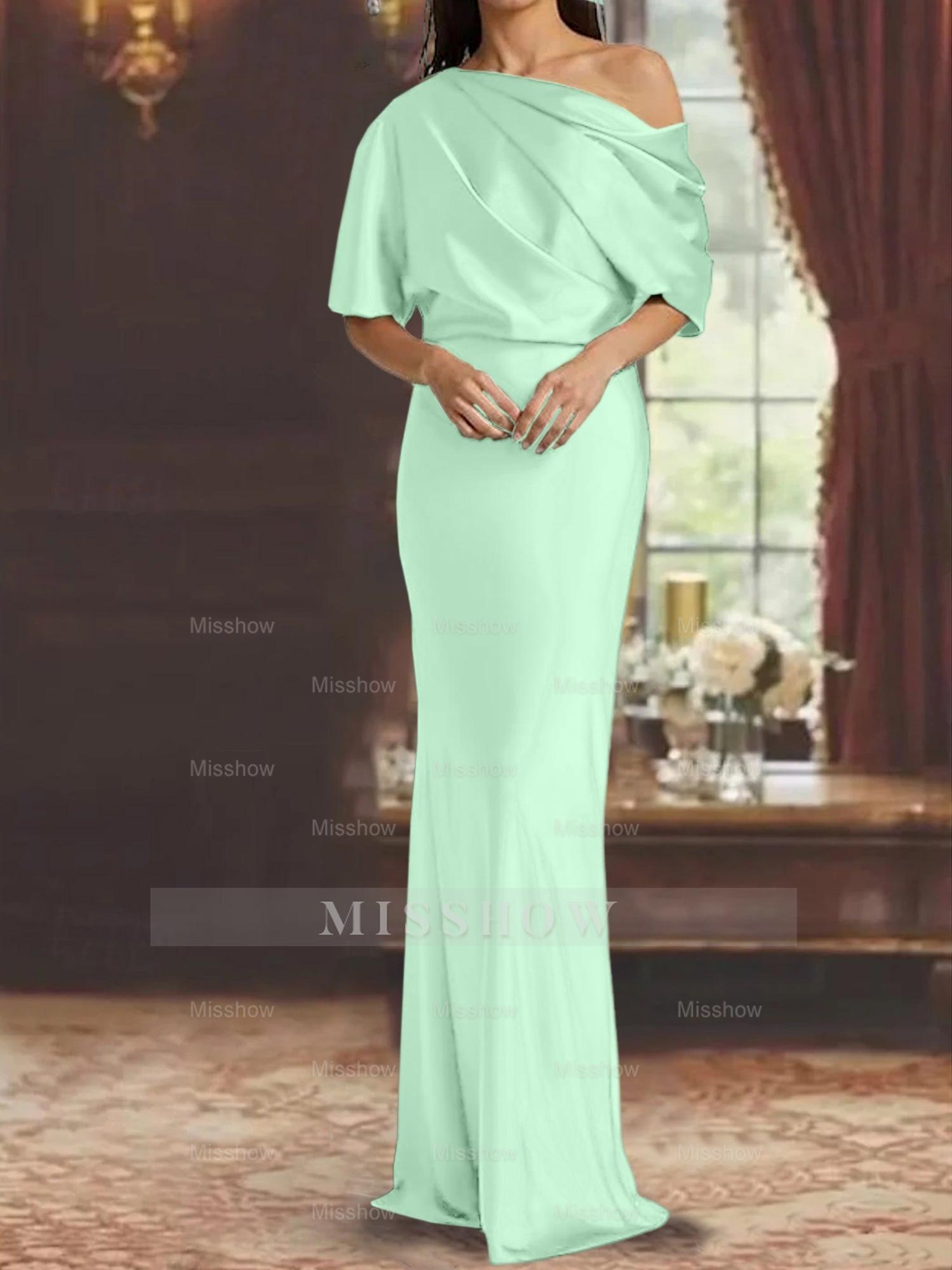 One-Shoulder Column Gown for the Mother of the Bride