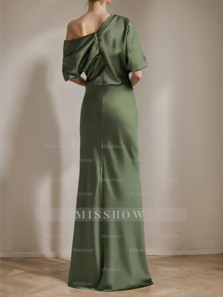 One-Shoulder Column Gown for the Mother of the Bride