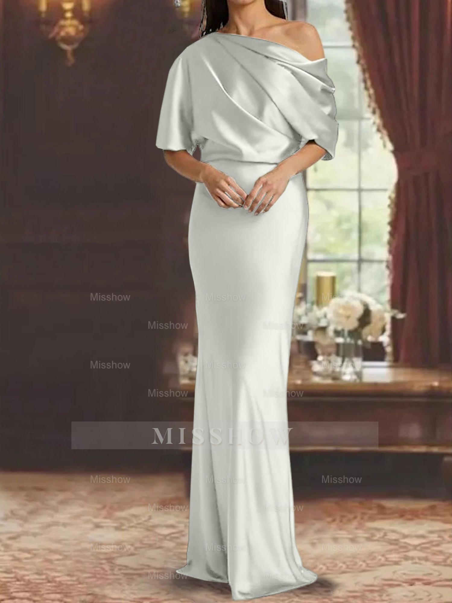 One-Shoulder Column Gown for the Mother of the Bride