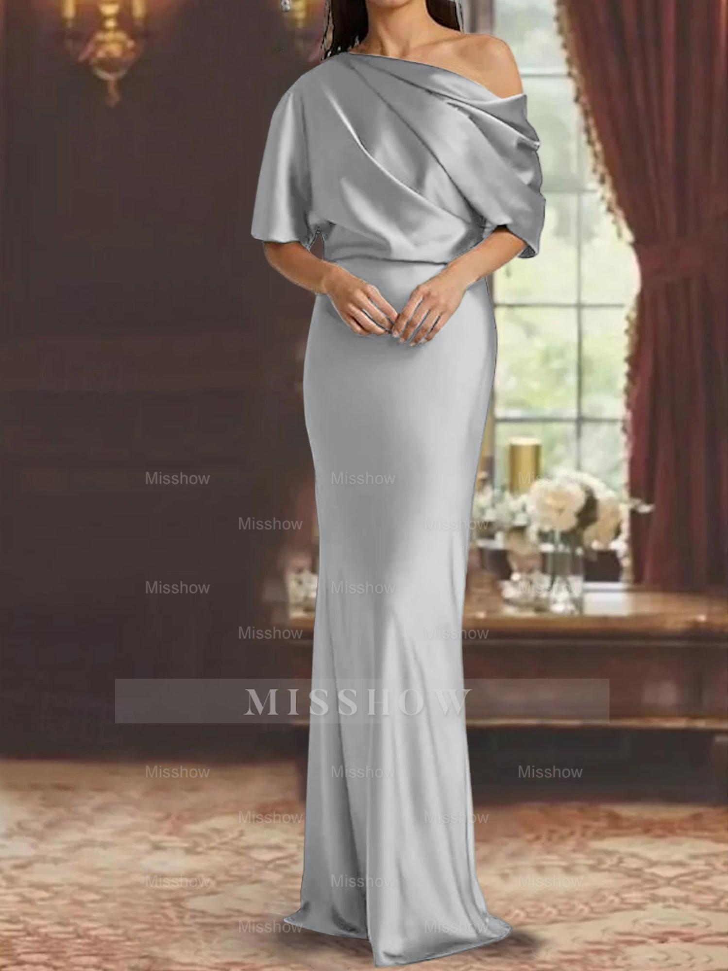 One-Shoulder Column Gown for the Mother of the Bride