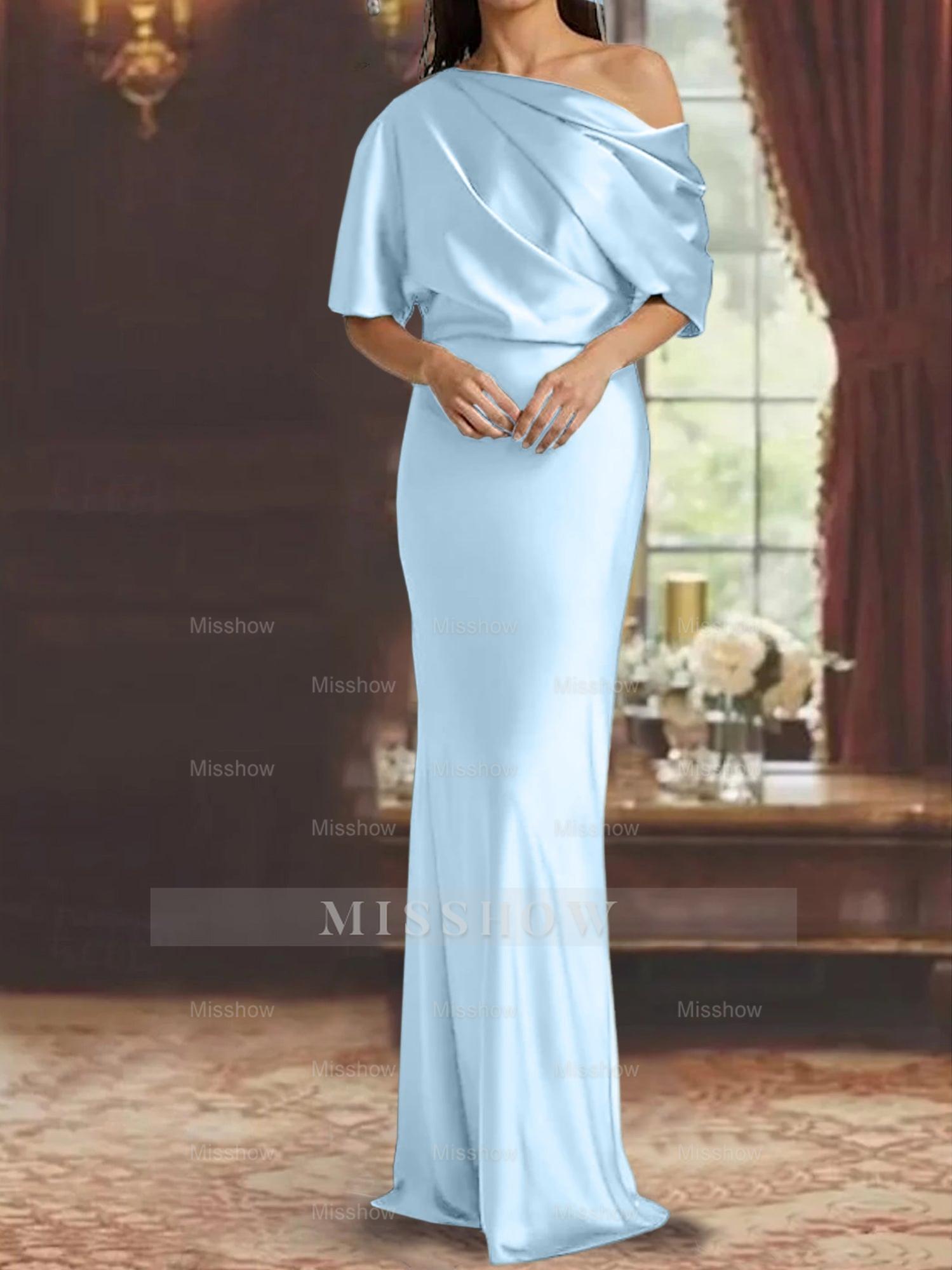 One-Shoulder Column Gown for the Mother of the Bride