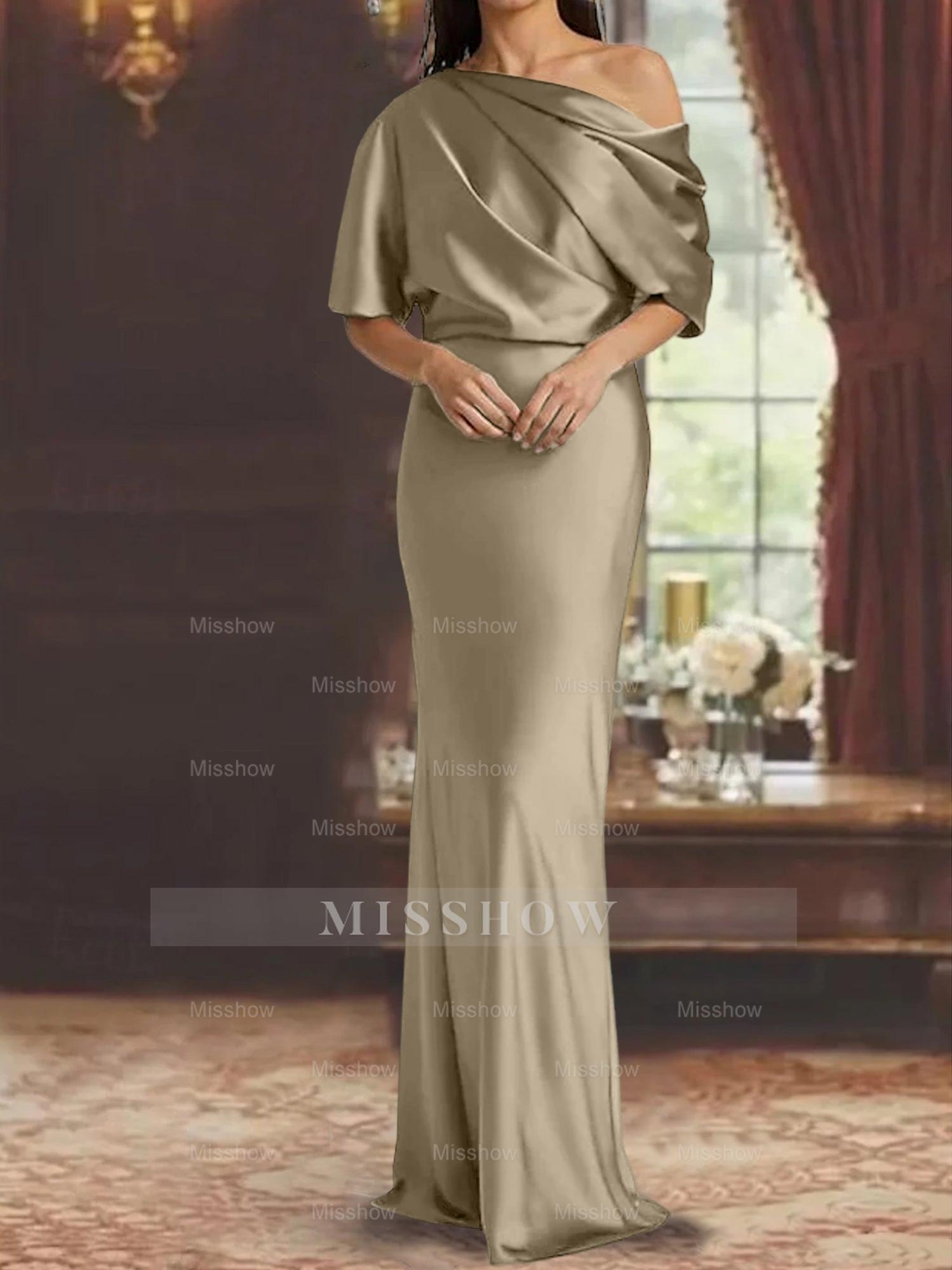 One-Shoulder Column Gown for the Mother of the Bride