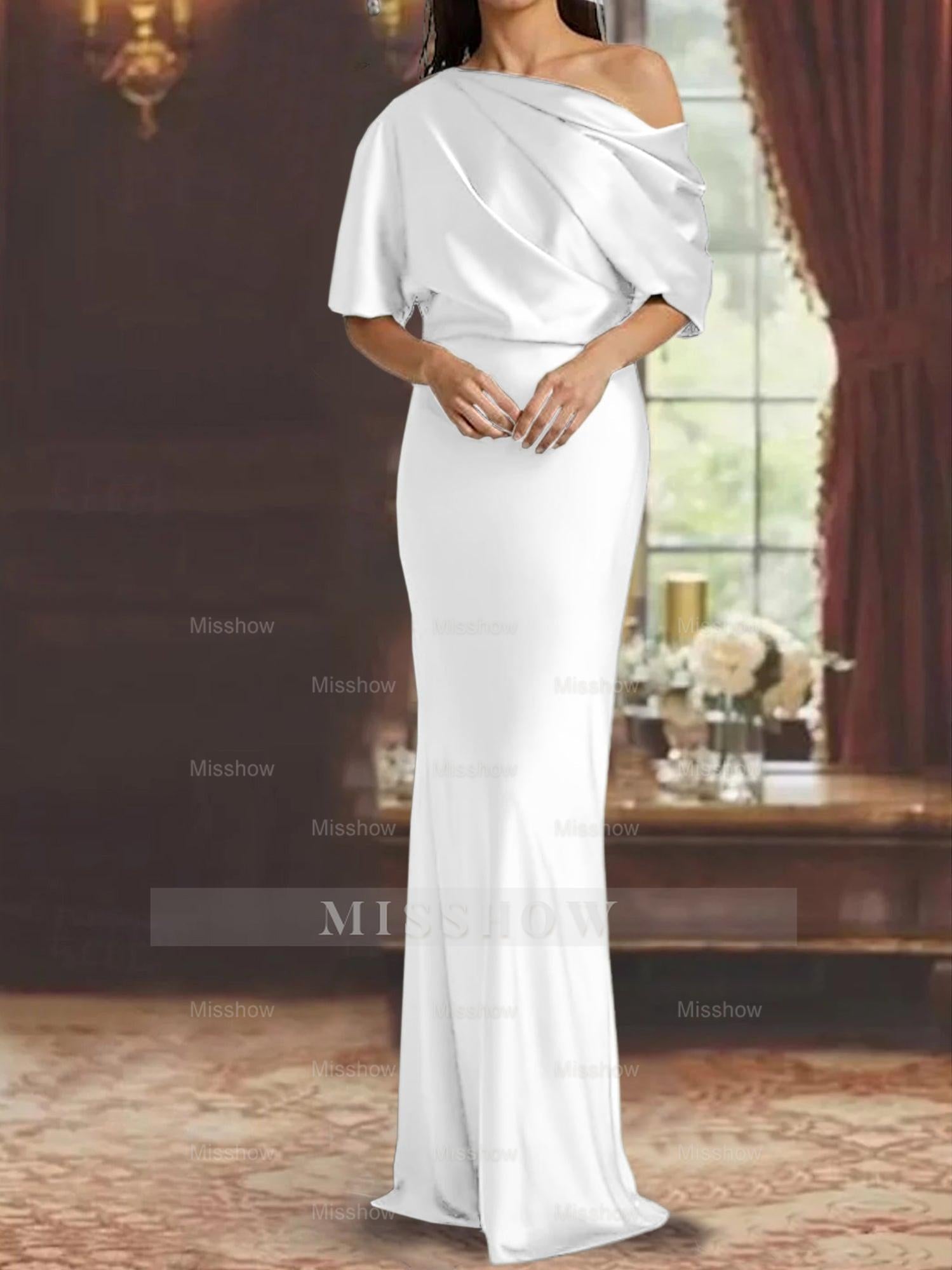 One-Shoulder Column Gown for the Mother of the Bride