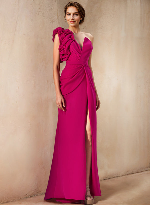 One-Shoulder Column Gown for the Mother of the Bride with Side Slit