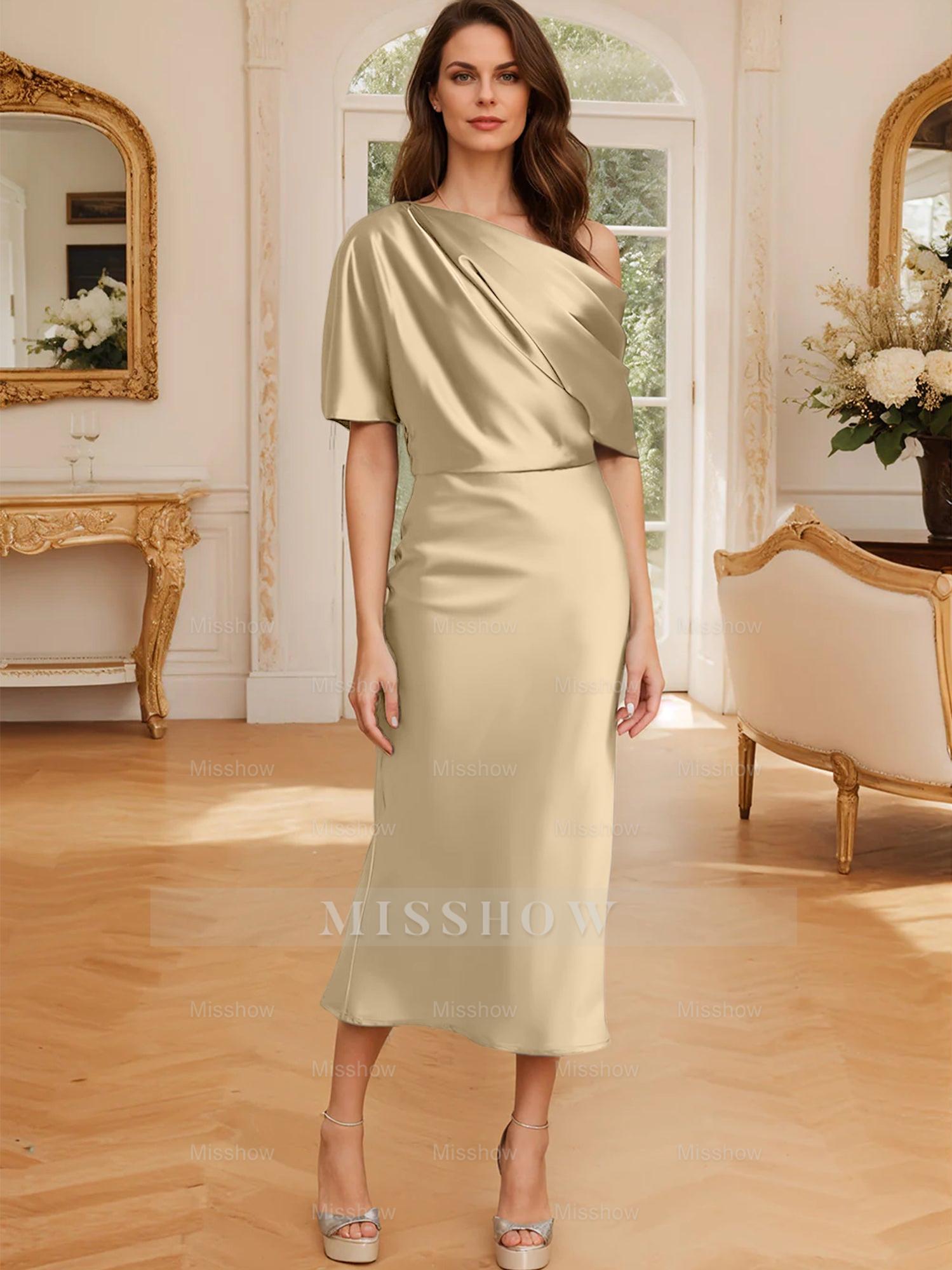 One-Shoulder Column/Sheath Gown for the Mother of the Bride