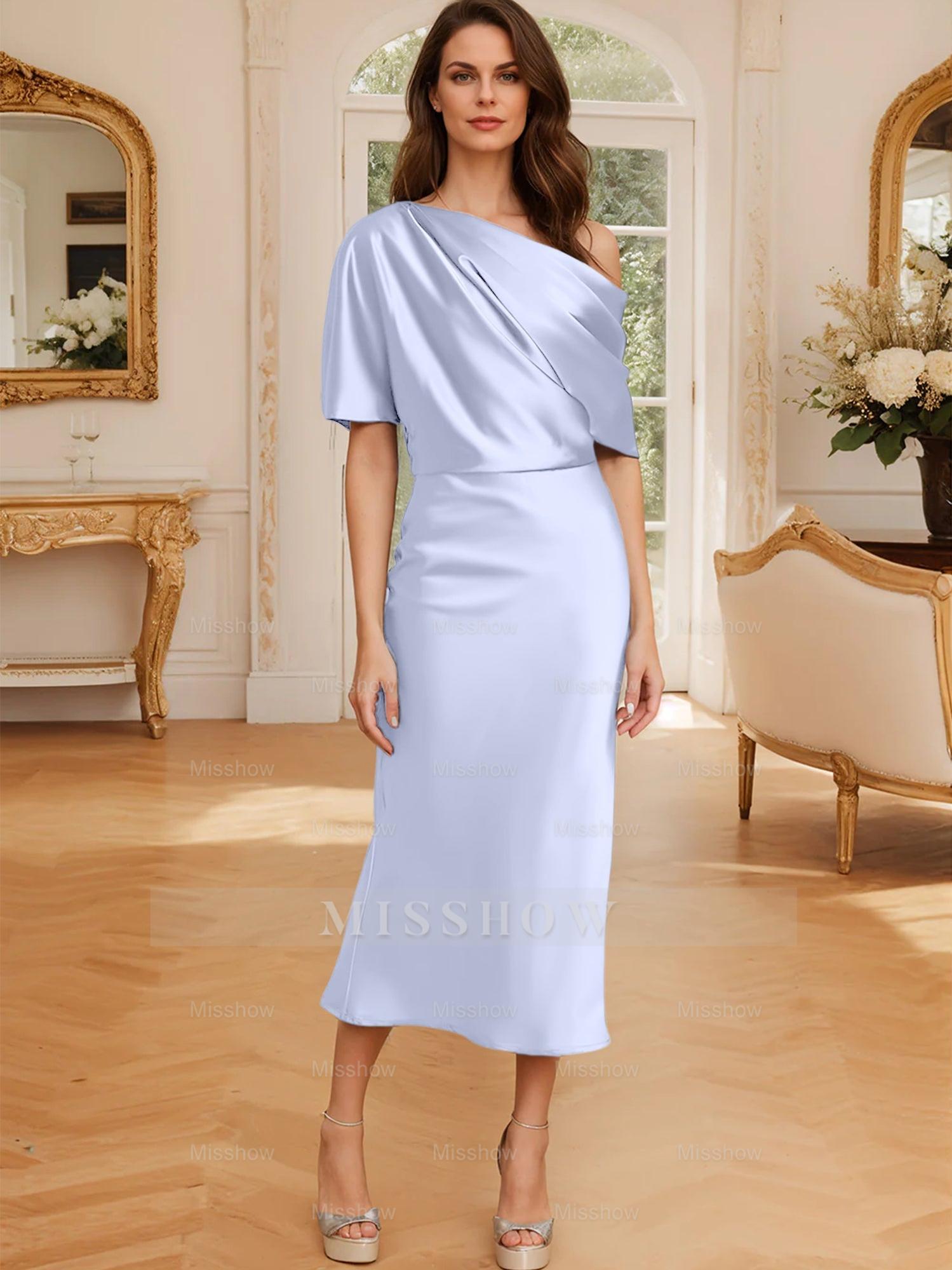 One-Shoulder Column/Sheath Gown for the Mother of the Bride