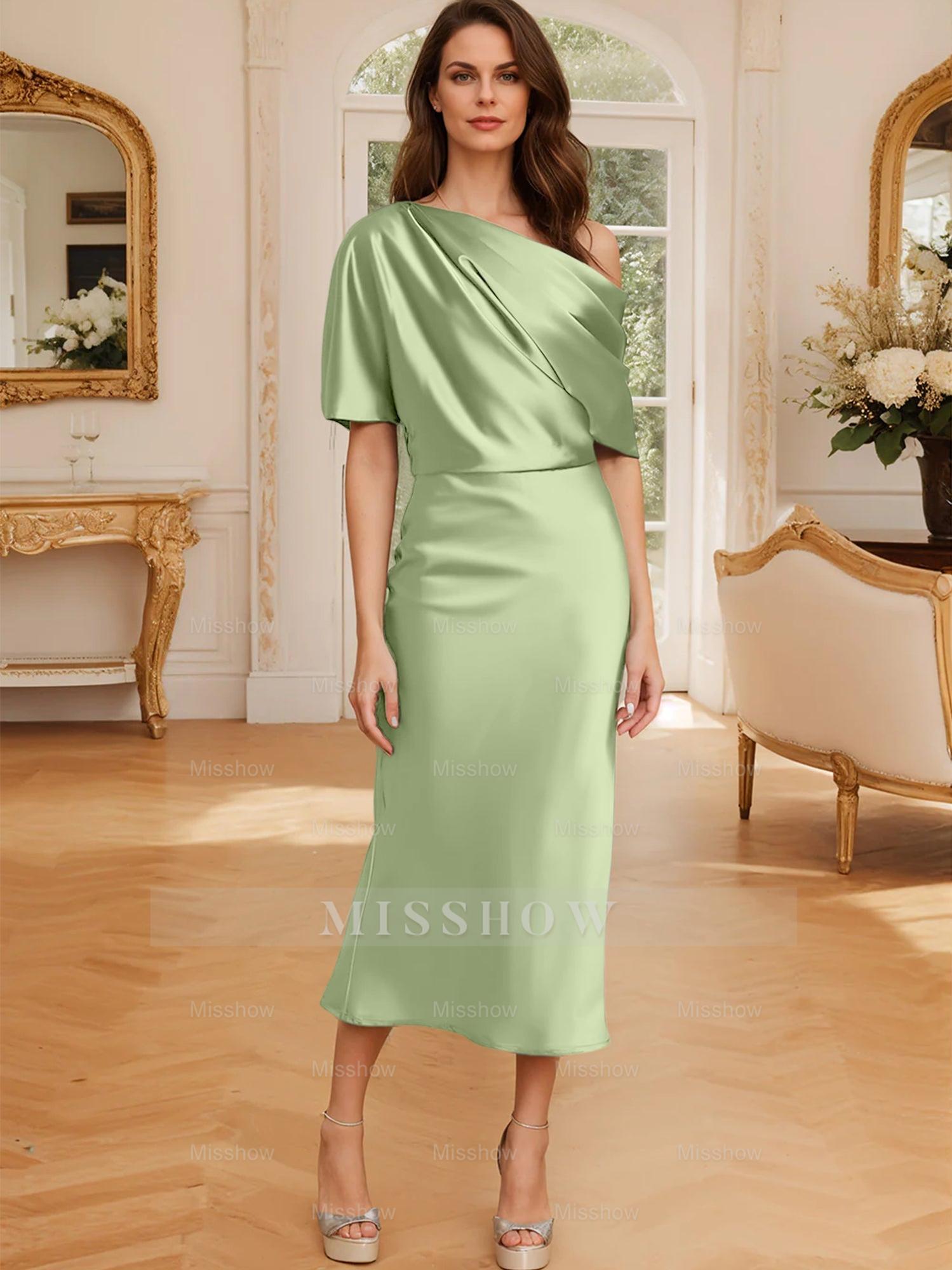 One-Shoulder Column/Sheath Gown for the Mother of the Bride