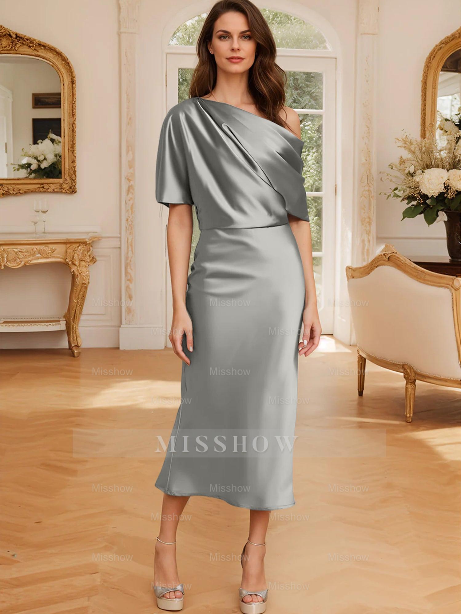 One-Shoulder Column/Sheath Gown for the Mother of the Bride