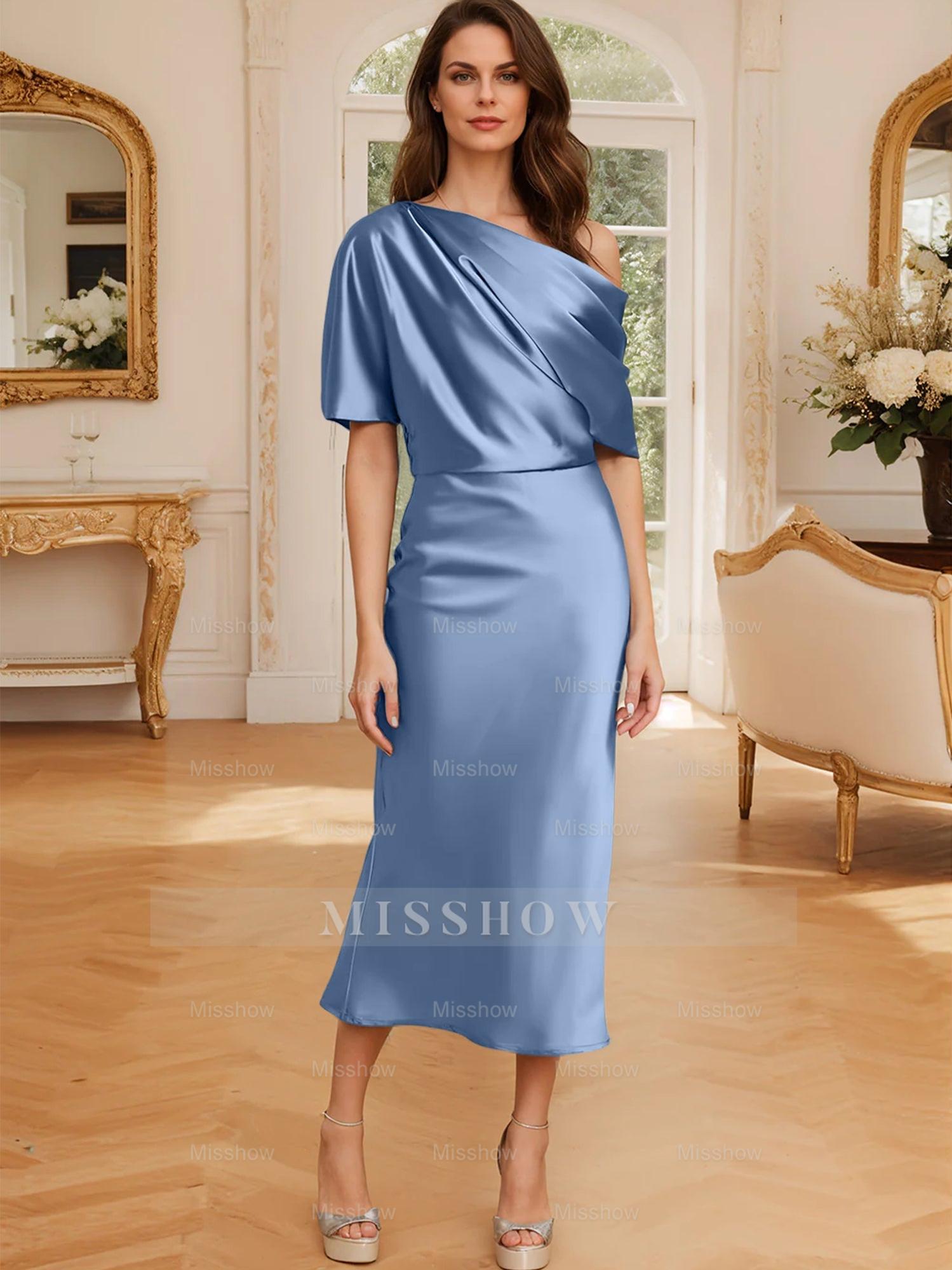 One-Shoulder Column/Sheath Gown for the Mother of the Bride
