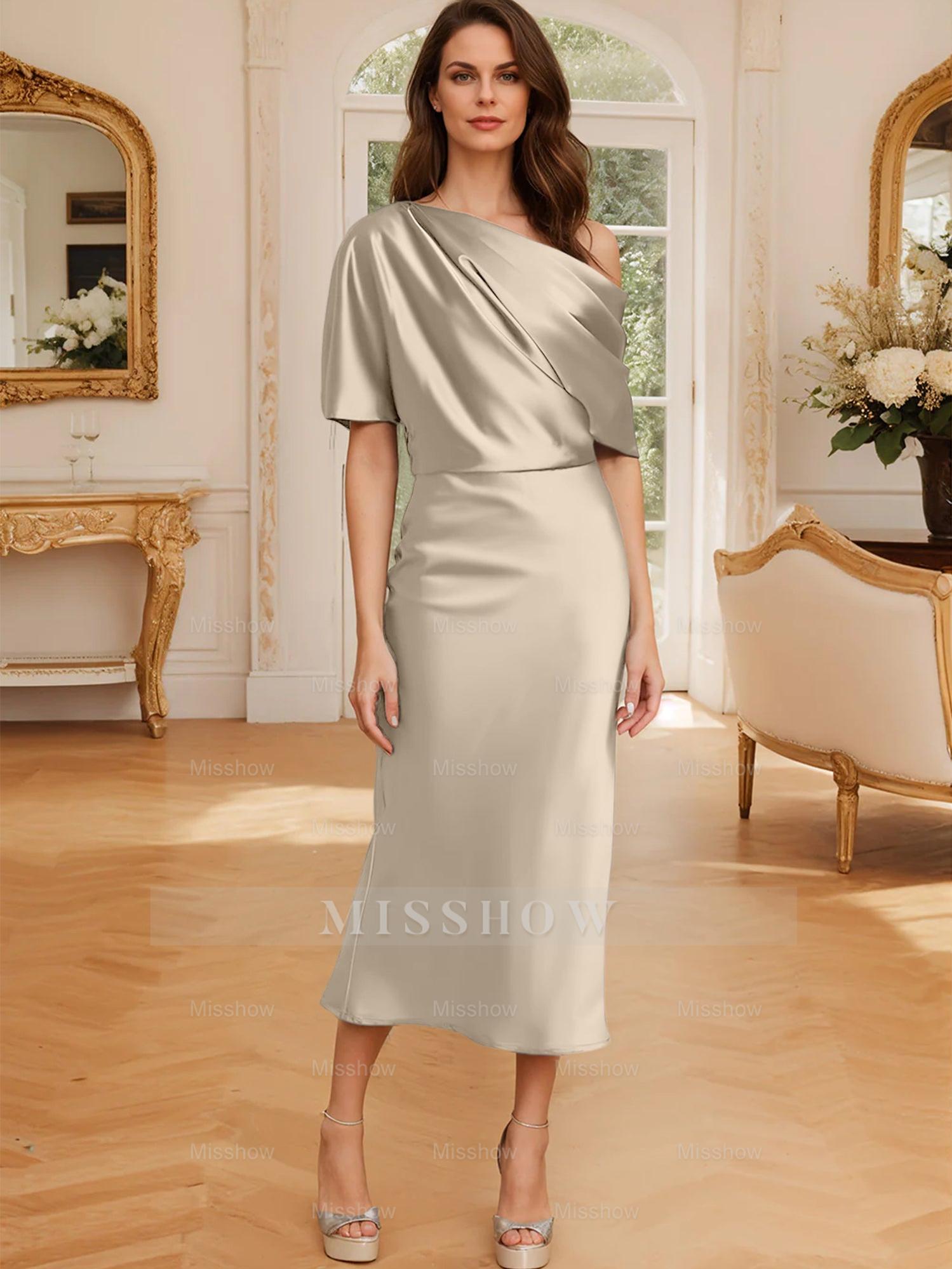 One-Shoulder Column/Sheath Gown for the Mother of the Bride