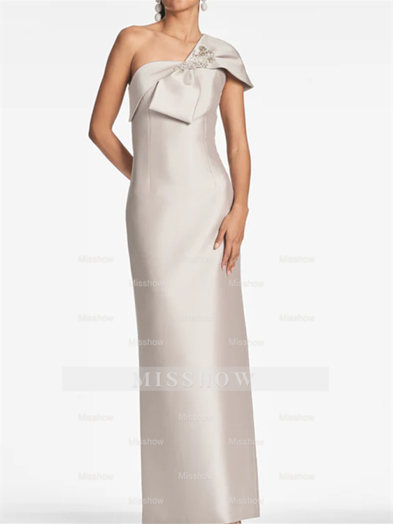 One-Shoulder Floor-Length Sheath/Column Mother of the Bride Dress