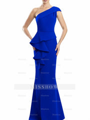 One-Shoulder Floor-Length Trumpet/Mermaid Gown for the Mother of the Bride