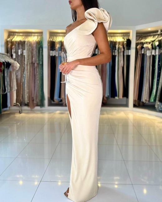 One Shoulder Mermaid High Split Prom Evening Dresses