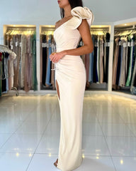 One Shoulder Mermaid High Split Prom Evening Dresses