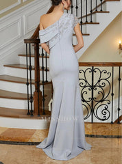 One-Shoulder Mermaid/Trumpet Mother of the Bride Dresses Featuring Applique Lace