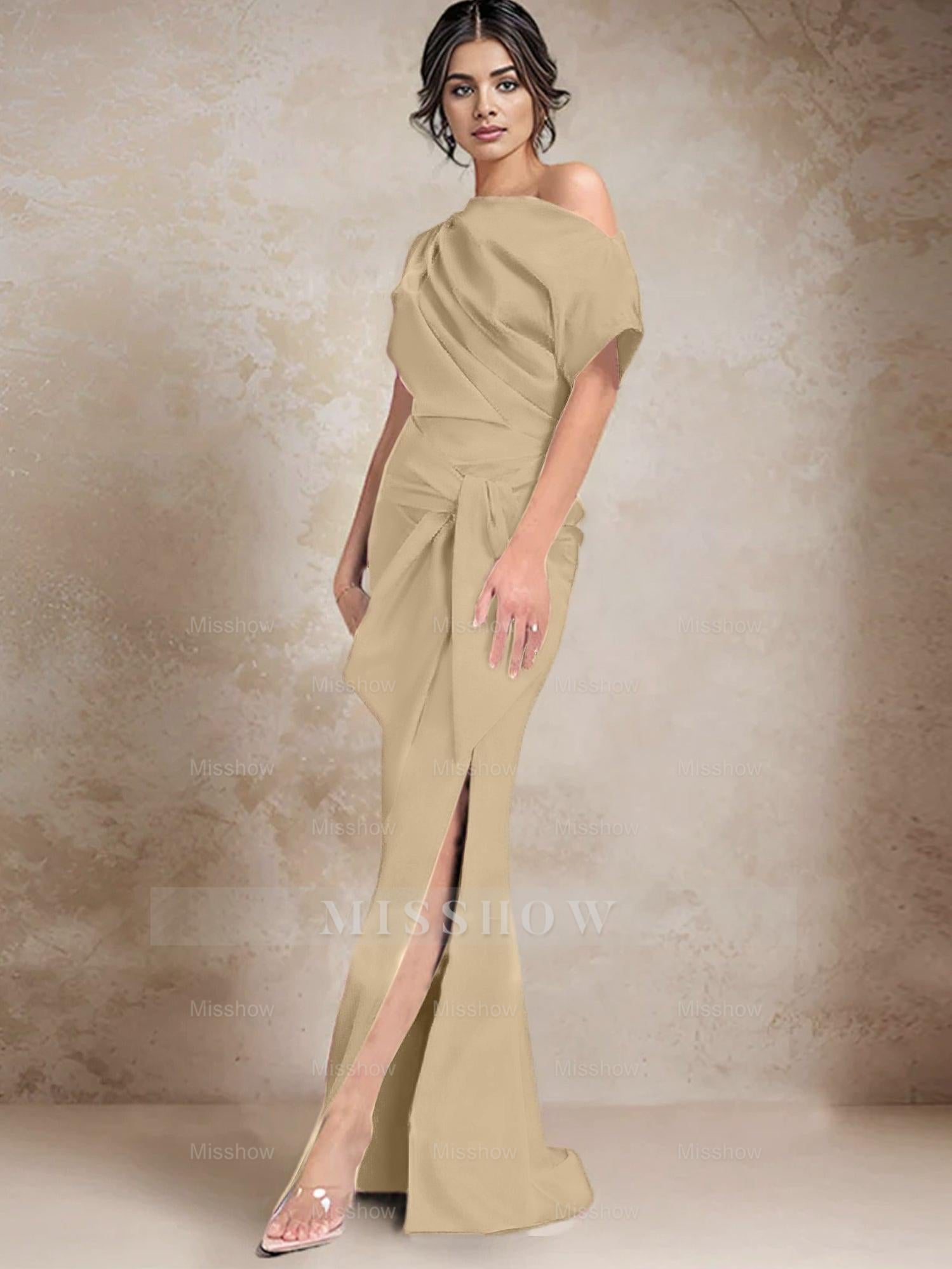 One-Shoulder Mermaid/Trumpet Mother of the Bride Dresses Featuring a Side Split