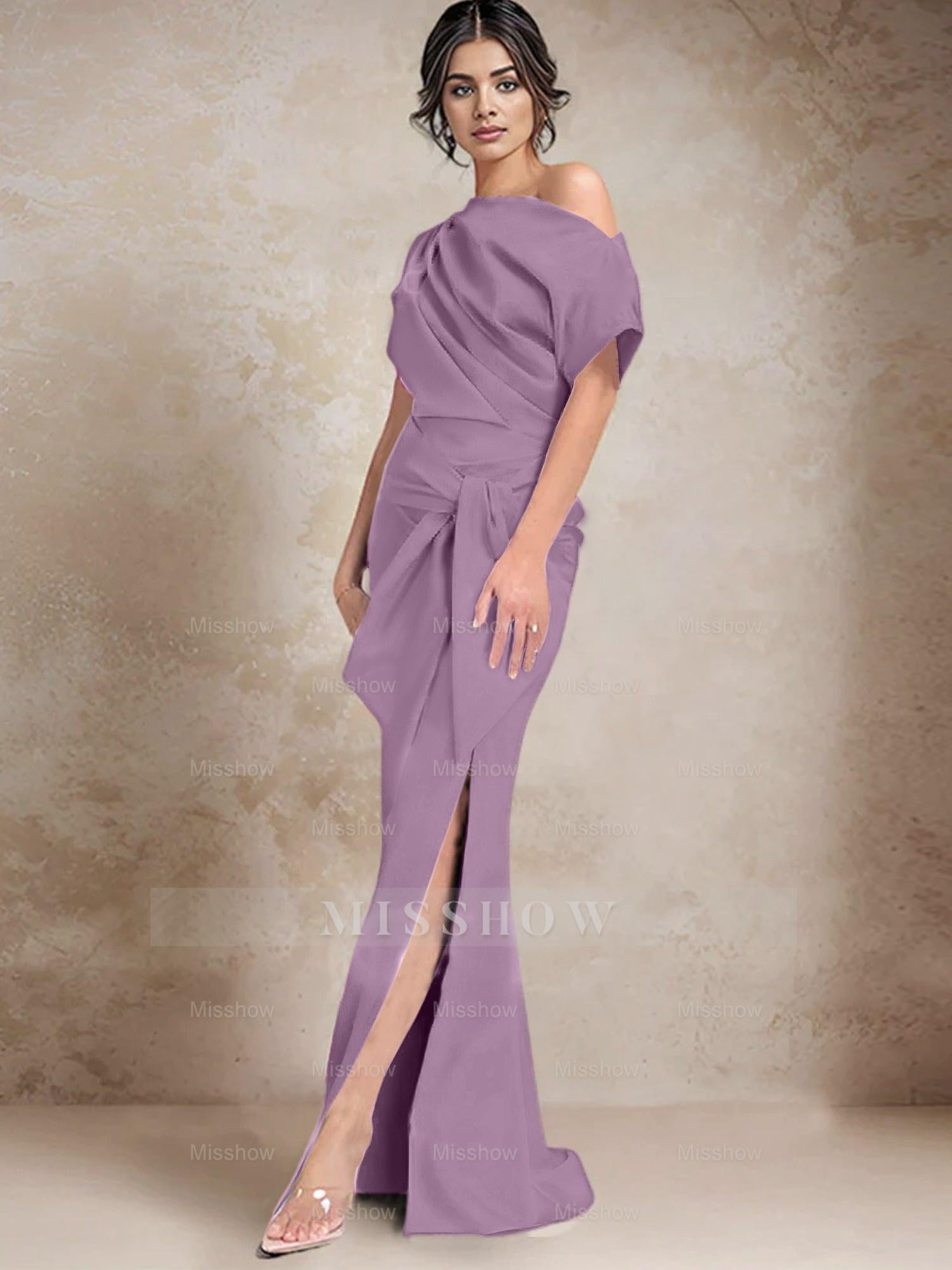 One-Shoulder Mermaid/Trumpet Mother of the Bride Dresses Featuring a Side Split