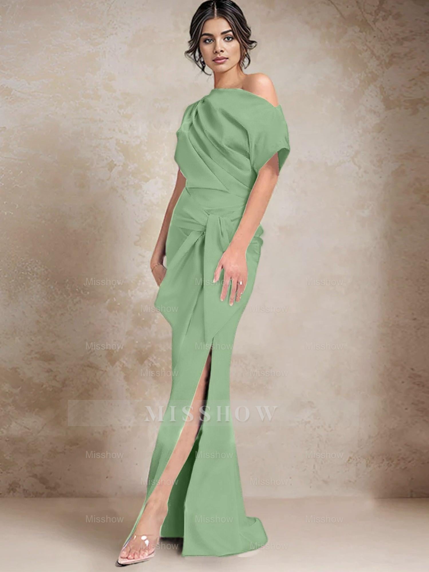One-Shoulder Mermaid/Trumpet Mother of the Bride Dresses Featuring a Side Split