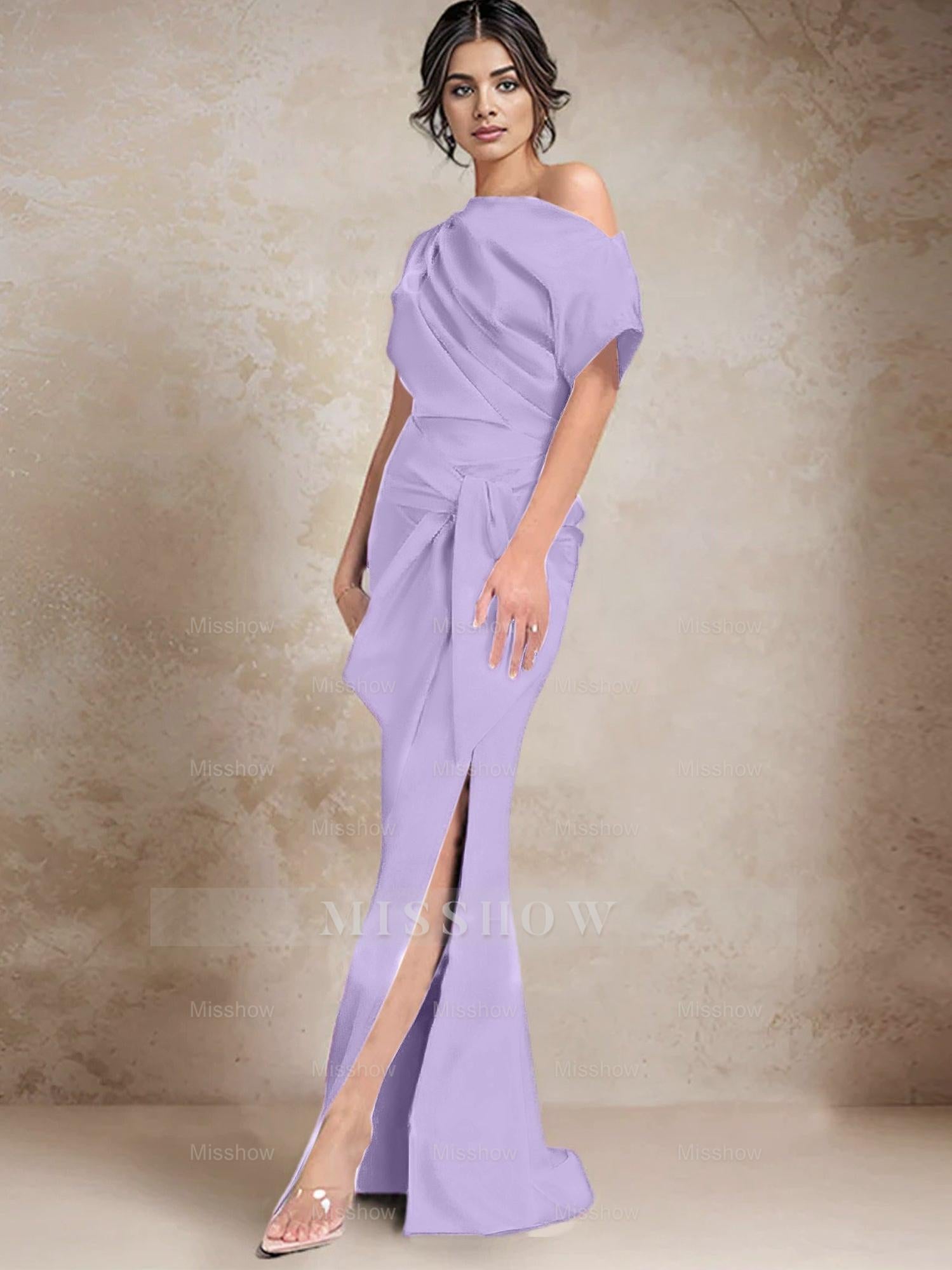 One-Shoulder Mermaid/Trumpet Mother of the Bride Dresses Featuring a Side Split