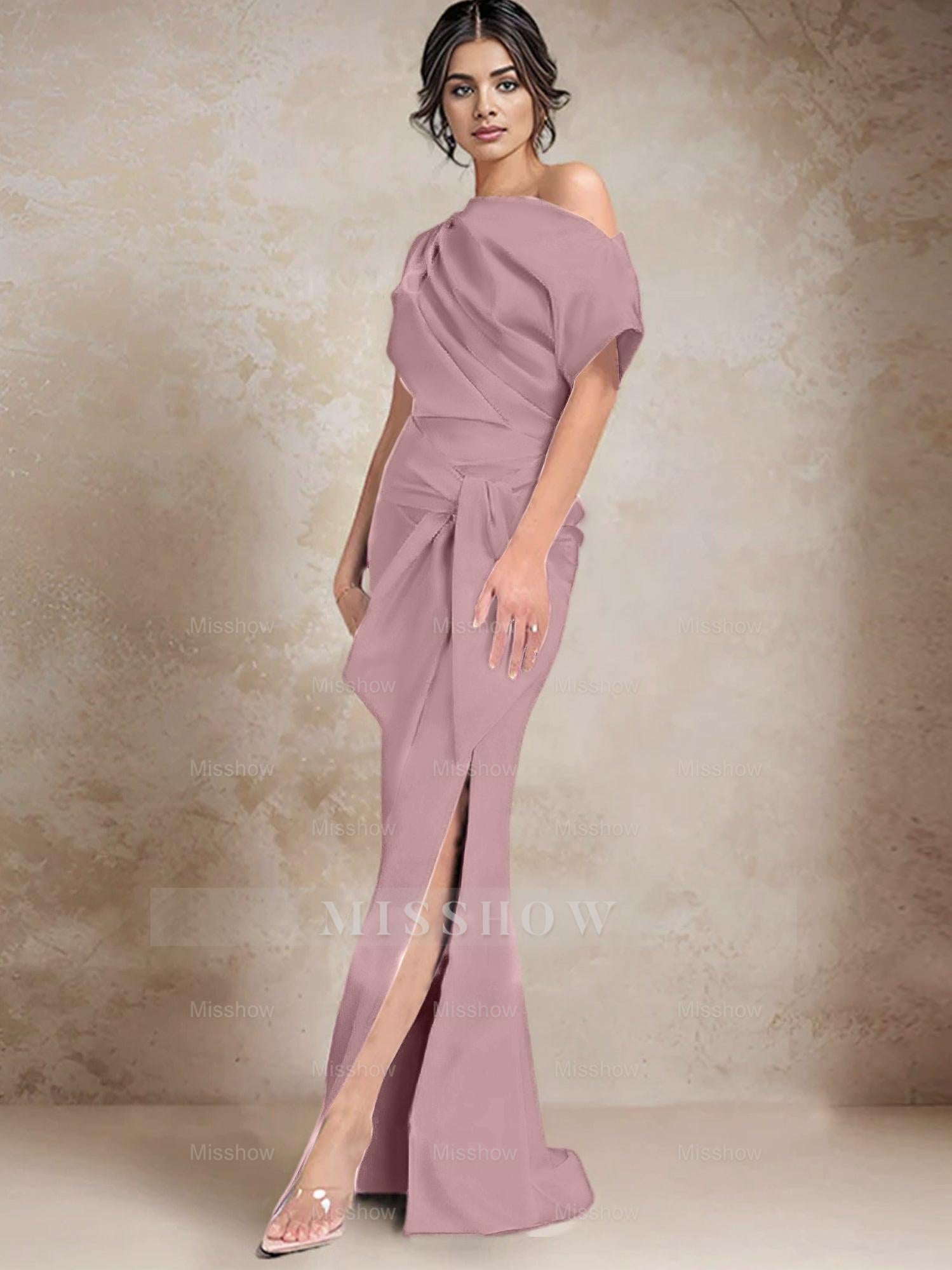 One-Shoulder Mermaid/Trumpet Mother of the Bride Dresses Featuring a Side Split
