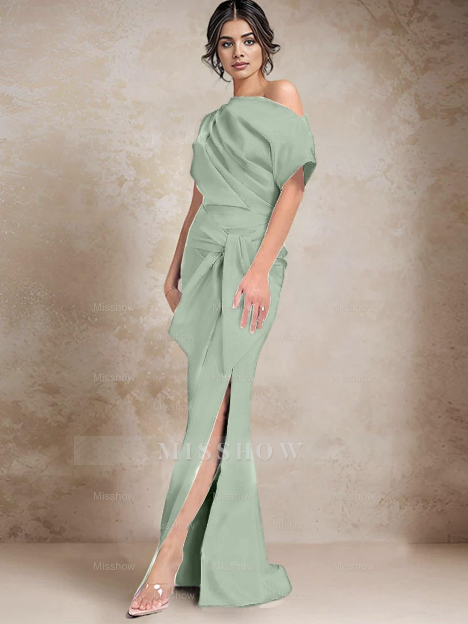 One-Shoulder Mermaid/Trumpet Mother of the Bride Dresses Featuring a Side Split