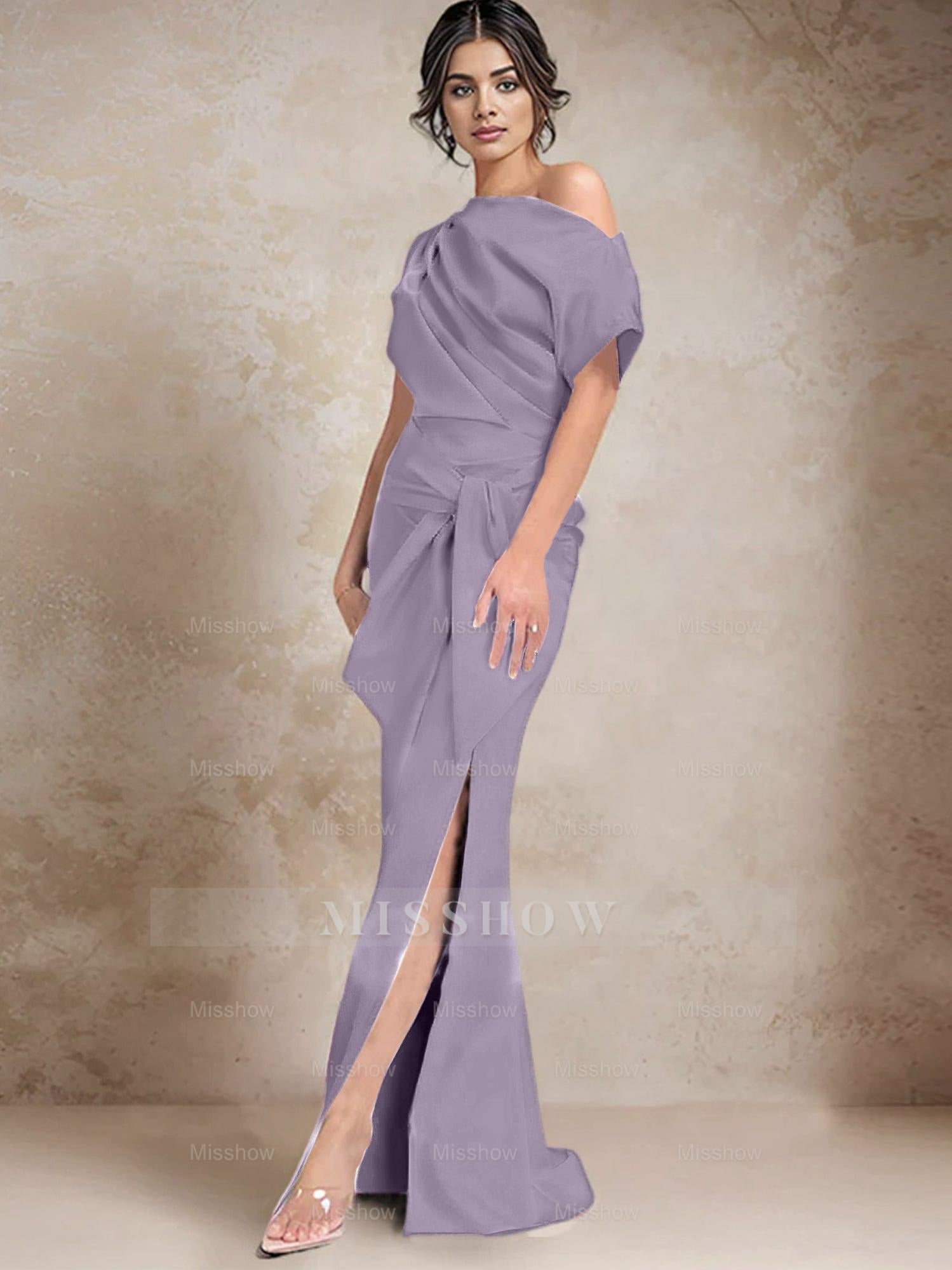 One-Shoulder Mermaid/Trumpet Mother of the Bride Dresses Featuring a Side Split
