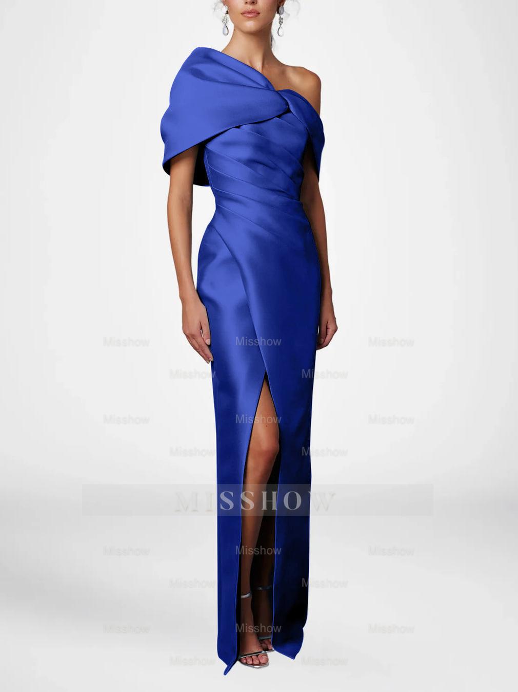 One-Shoulder Ruffled Floor-Length Gown for the Mother of the Bride