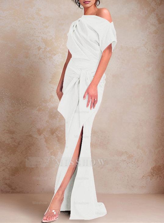 One-Shoulder Ruffled Floor-Length Trumpet Gown for the Mother of the Bride