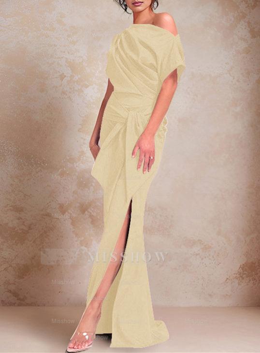 One-Shoulder Ruffled Floor-Length Trumpet Gown for the Mother of the Bride