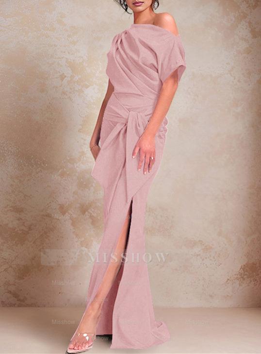 One-Shoulder Ruffled Floor-Length Trumpet Gown for the Mother of the Bride