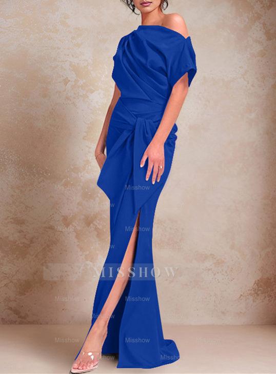 One-Shoulder Ruffled Floor-Length Trumpet Gown for the Mother of the Bride