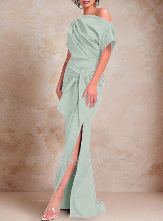 One-Shoulder Ruffled Floor-Length Trumpet Gown for the Mother of the Bride