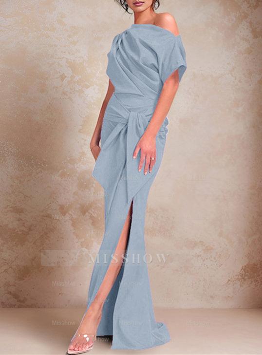 One-Shoulder Ruffled Floor-Length Trumpet Gown for the Mother of the Bride