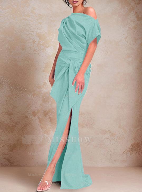 One-Shoulder Ruffled Floor-Length Trumpet Gown for the Mother of the Bride