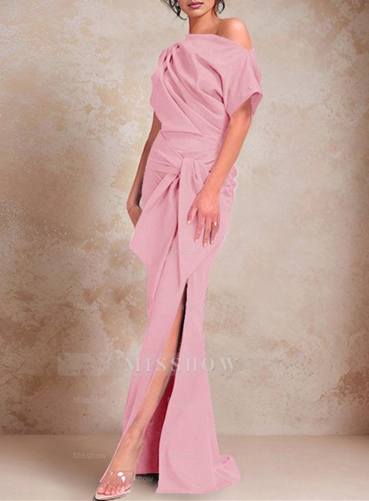 One-Shoulder Ruffled Floor-Length Trumpet Gown for the Mother of the Bride
