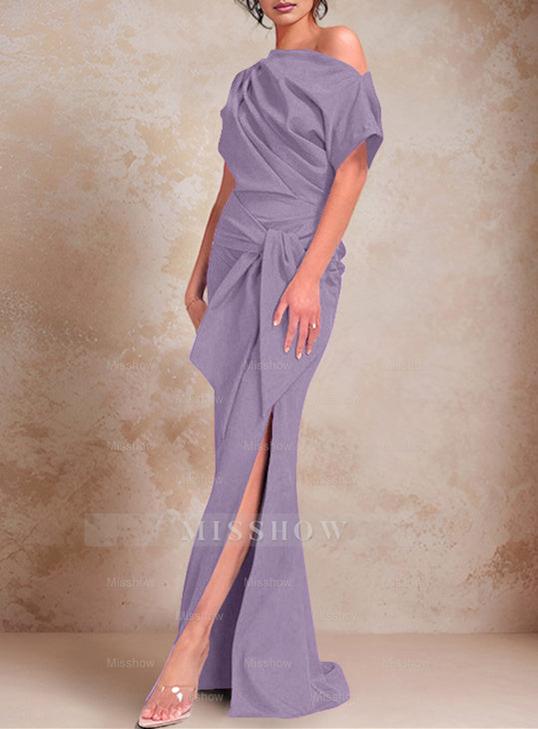 One-Shoulder Ruffled Floor-Length Trumpet Gown for the Mother of the Bride