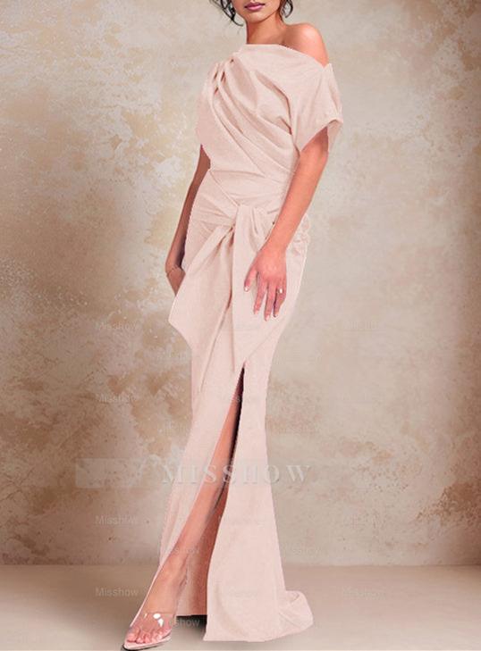 One-Shoulder Ruffled Floor-Length Trumpet Gown for the Mother of the Bride