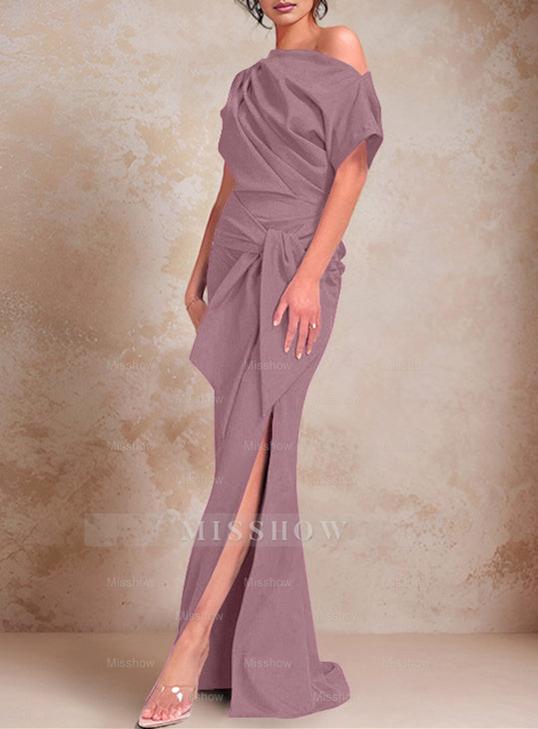 One-Shoulder Ruffled Floor-Length Trumpet Gown for the Mother of the Bride