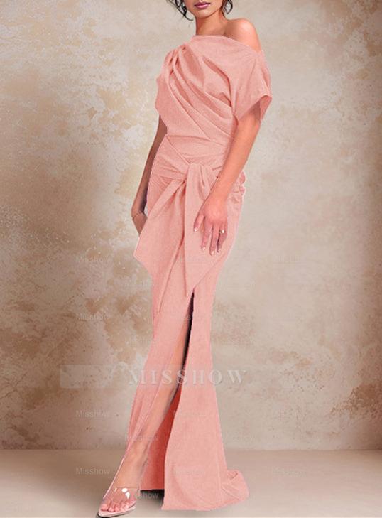 One-Shoulder Ruffled Floor-Length Trumpet Gown for the Mother of the Bride
