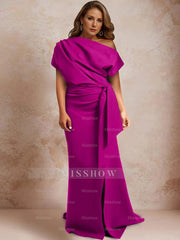 One-Shoulder Ruffled Floor-Length Trumpet Gown for the Mother of the Bride