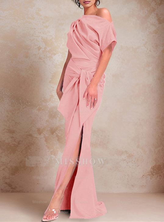 One-Shoulder Ruffled Floor-Length Trumpet Gown for the Mother of the Bride