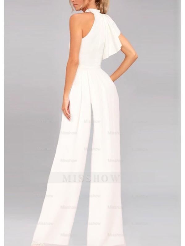 One-Shoulder Ruffled Jumpsuit for Prom in Empire Style