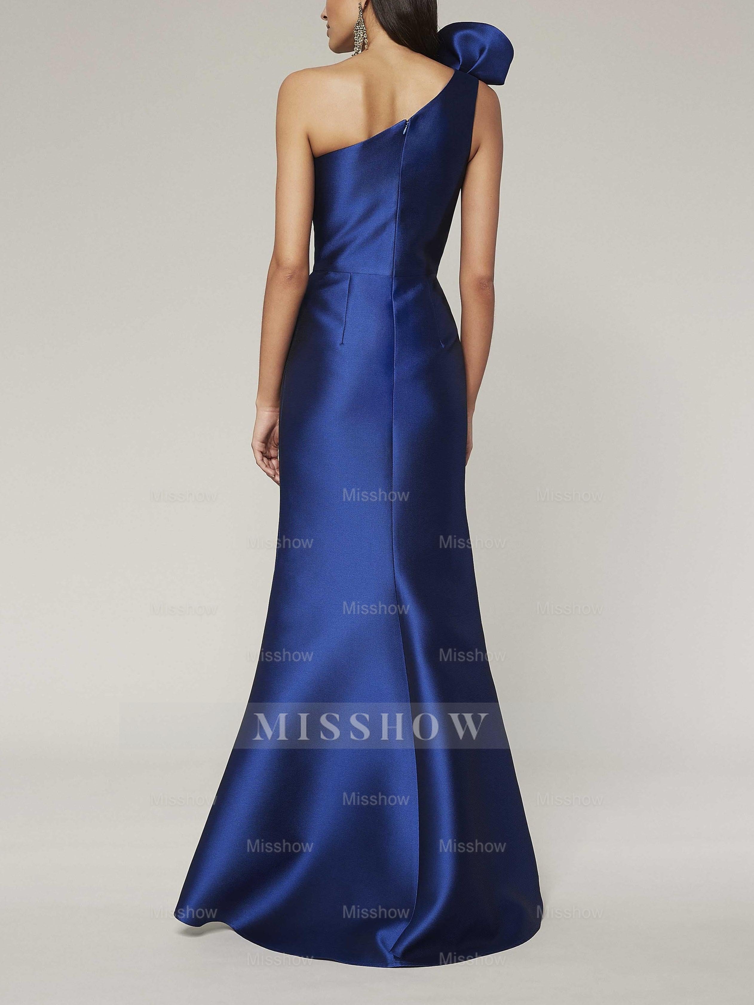 One-Shoulder Sleeveless A-Line Princess Floor-Length Mother of the Bride Dress with Side Split