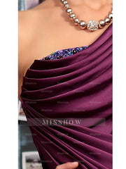 One Shoulder Sleeveless Floor Length Mother of the Bride Dress with Crystal Pleats and Draping
