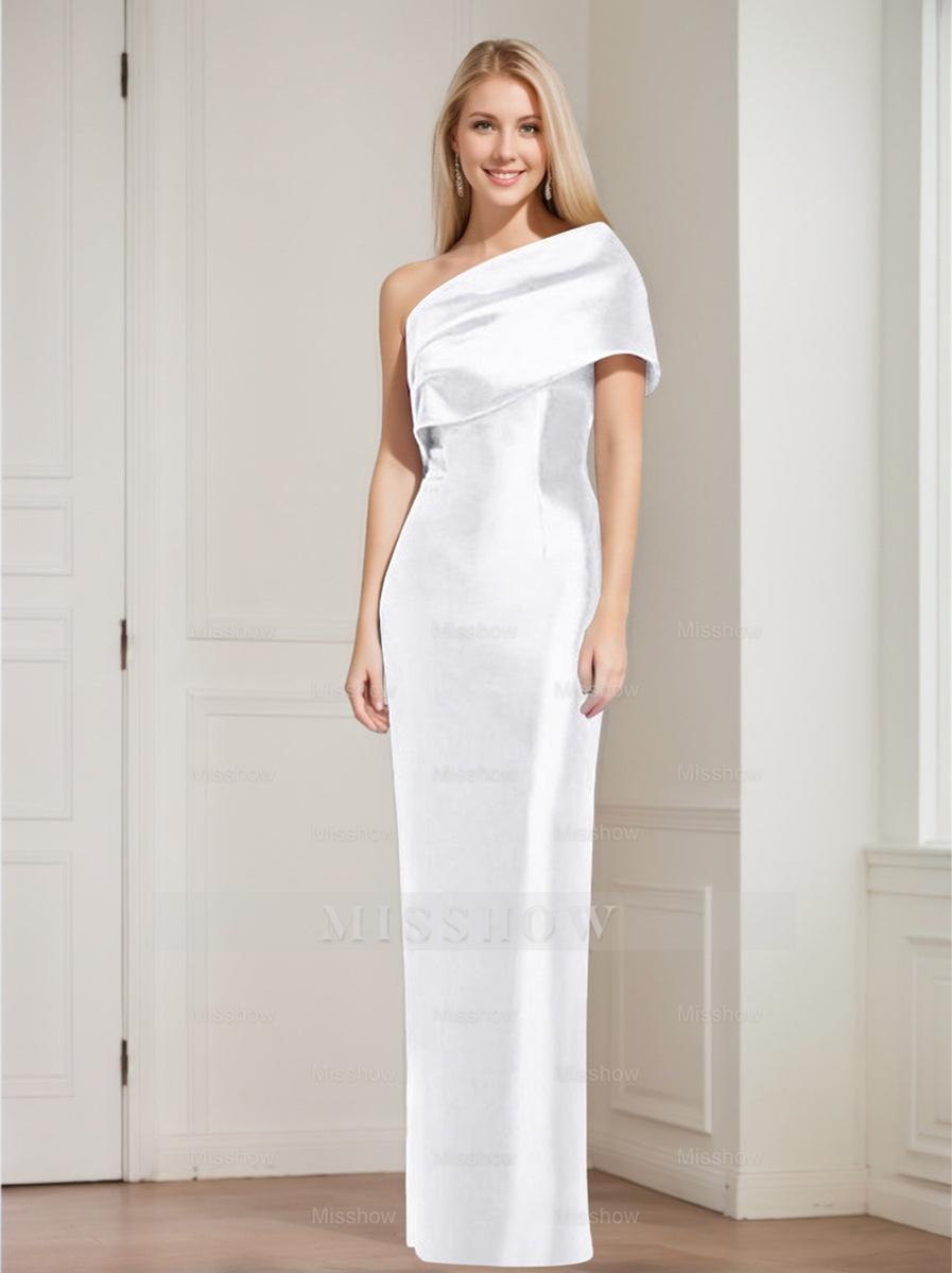 One-Shoulder Sleeveless Floor-Length Sheath/Column Mother of the Bride Dress with Bowknot